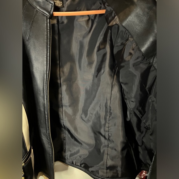 Lamb Skin Black  and White Leather Coat Size Xl. - Picture 2 of 12